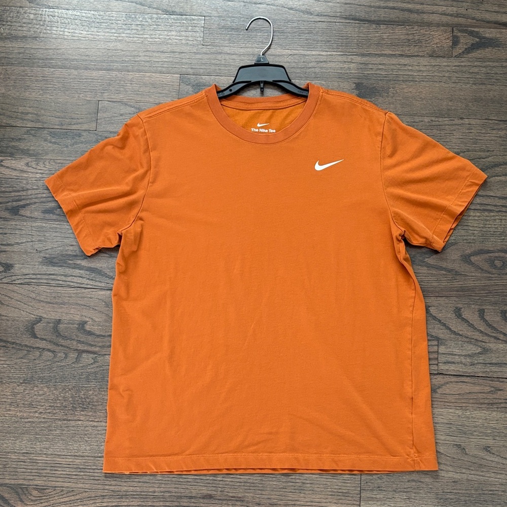 Nike Men’s Orange Short Sleeve Crew Tee with White Swoosh